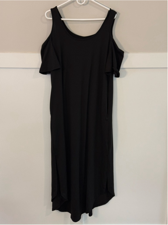 Unbranded Dresses & Skirts - Vintage Black Cold Shoulder Maxi Dress Womens Size 16 Sleeveless Pocket Dress